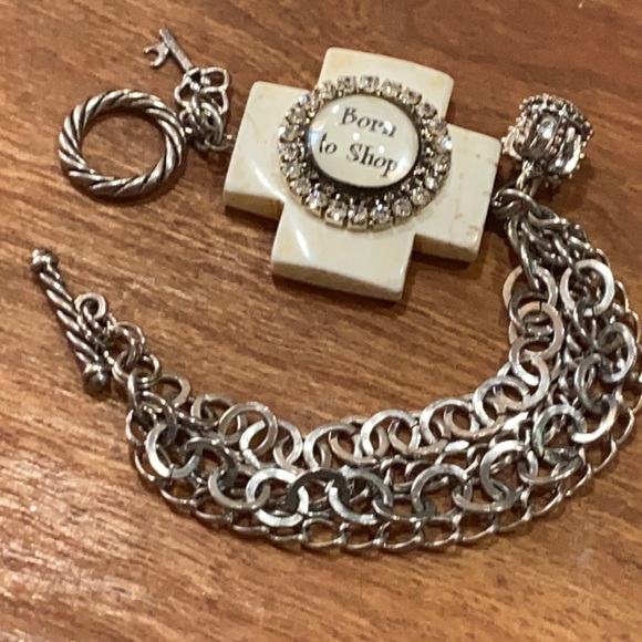 “Born to Shop” bracelet vintage bracelet cross - Picture 1 of 16